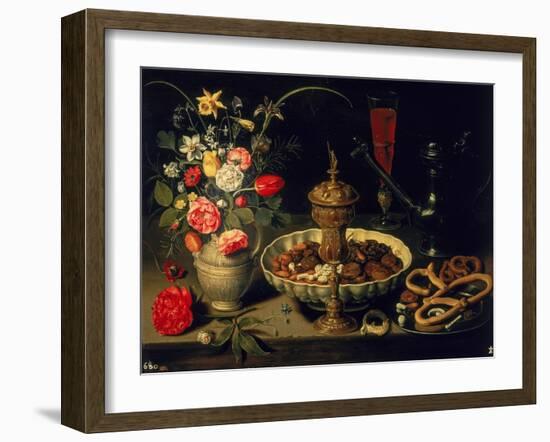 Still Life of Flowers and Dried Fruit, 1611-Clara Peeters-Framed Giclee Print