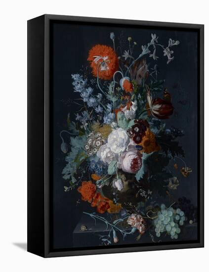 Still Life of Flowers and Fruit, C.1715 (Oil on Panel)-Jan van Huysum-Framed Premier Image Canvas