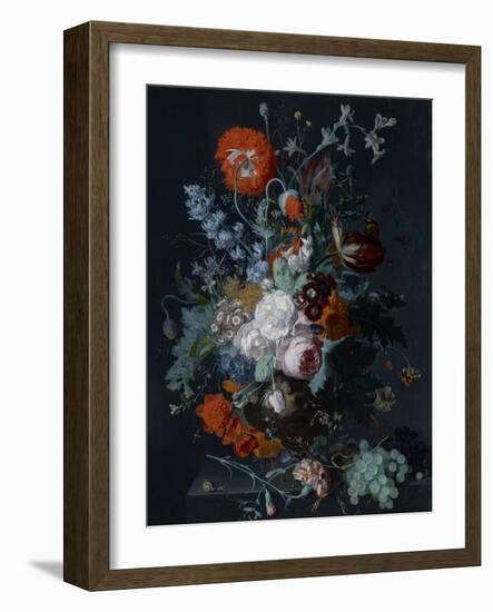 Still Life of Flowers and Fruit, C.1715 (Oil on Panel)-Jan van Huysum-Framed Giclee Print