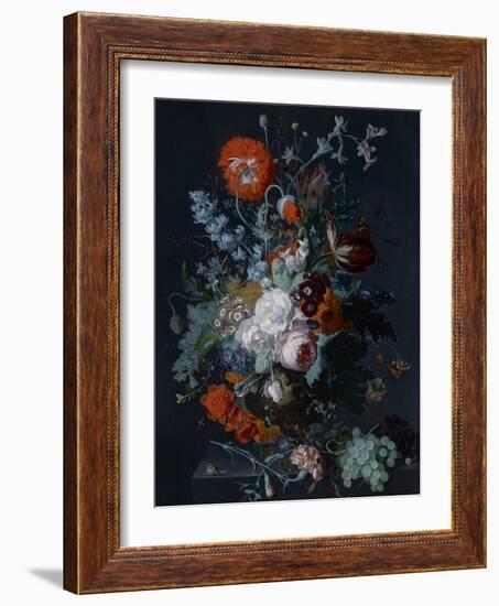 Still Life of Flowers and Fruit, C.1715 (Oil on Panel)-Jan van Huysum-Framed Giclee Print