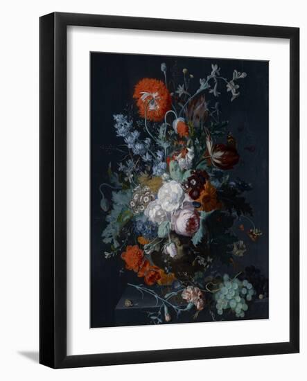 Still Life of Flowers and Fruit, C.1715 (Oil on Panel)-Jan van Huysum-Framed Giclee Print