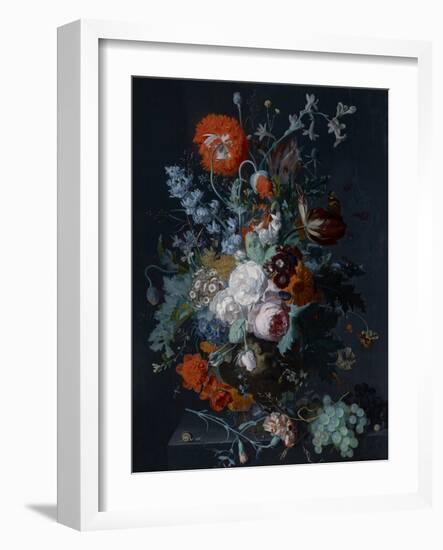 Still Life of Flowers and Fruit, C.1715 (Oil on Panel)-Jan van Huysum-Framed Giclee Print