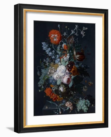 Still Life of Flowers and Fruit, C.1715 (Oil on Panel)-Jan van Huysum-Framed Giclee Print