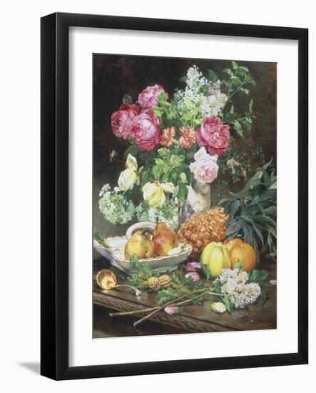 Still Life of Flowers and Fruit-Louis Marie De Schryver-Framed Giclee Print