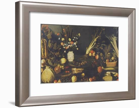 Still Life of Flowers, Fruit and Vegetables, C.1594-Caravaggio-Framed Giclee Print