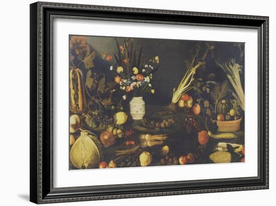 Still Life of Flowers, Fruit and Vegetables, C.1594-Caravaggio-Framed Giclee Print