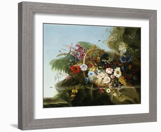 Still Life of Flowers in a Basket, 1852-Adelheid Dietrich-Framed Giclee Print