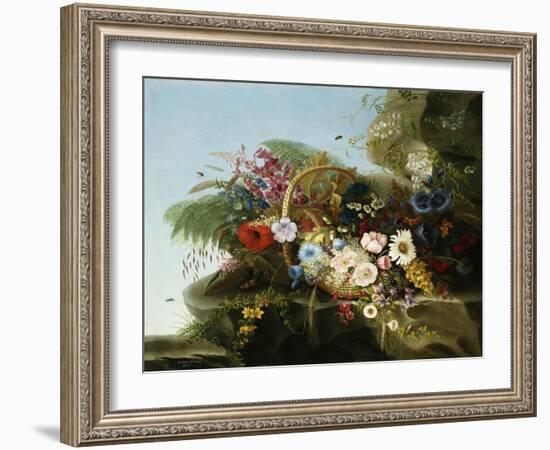 Still Life of Flowers in a Basket, 1852-Adelheid Dietrich-Framed Giclee Print