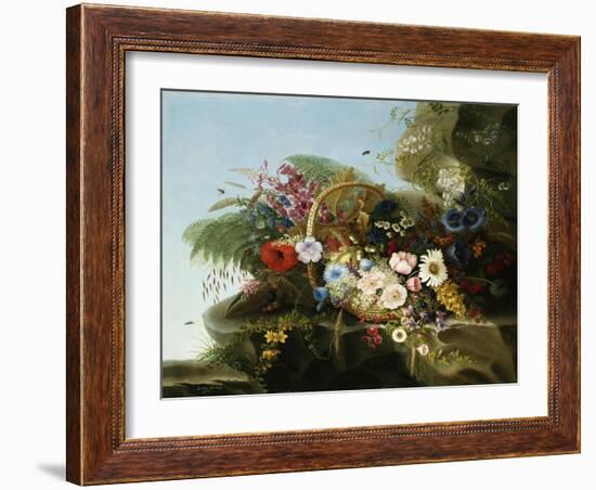 Still Life of Flowers in a Basket, 1852-Adelheid Dietrich-Framed Giclee Print