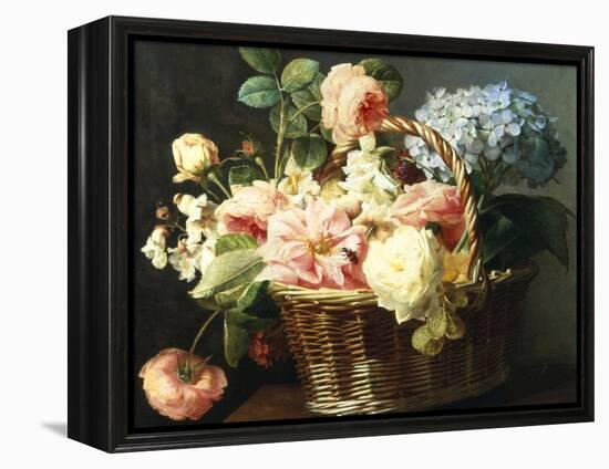 Still Life of Flowers in a Basket-Antoine Berjon-Framed Premier Image Canvas