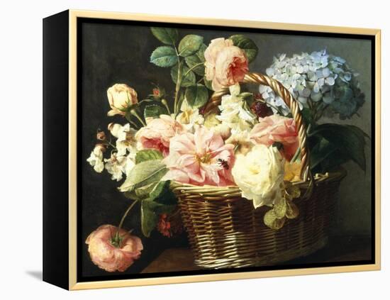 Still Life of Flowers in a Basket-Antoine Berjon-Framed Premier Image Canvas