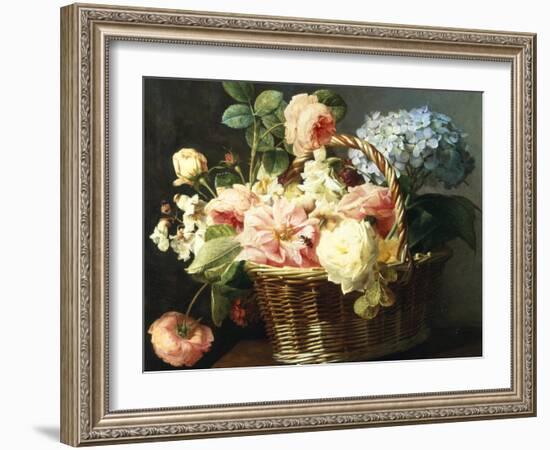 Still Life of Flowers in a Basket-Antoine Berjon-Framed Giclee Print