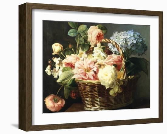 Still Life of Flowers in a Basket-Antoine Berjon-Framed Giclee Print