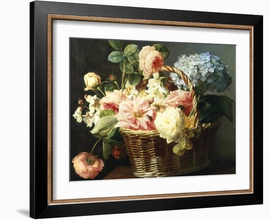 Still Life of Flowers in a Basket-Antoine Berjon-Framed Giclee Print