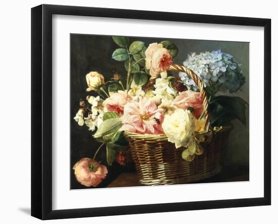 Still Life of Flowers in a Basket-Antoine Berjon-Framed Giclee Print