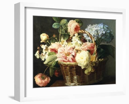 Still Life of Flowers in a Basket-Antoine Berjon-Framed Giclee Print