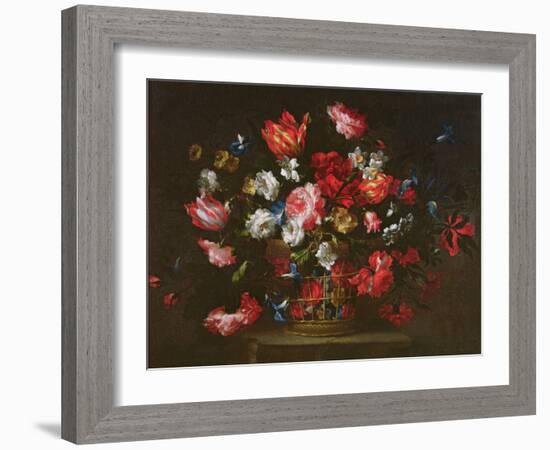 Still Life of Flowers in a Basket-Juan de Arellano-Framed Giclee Print