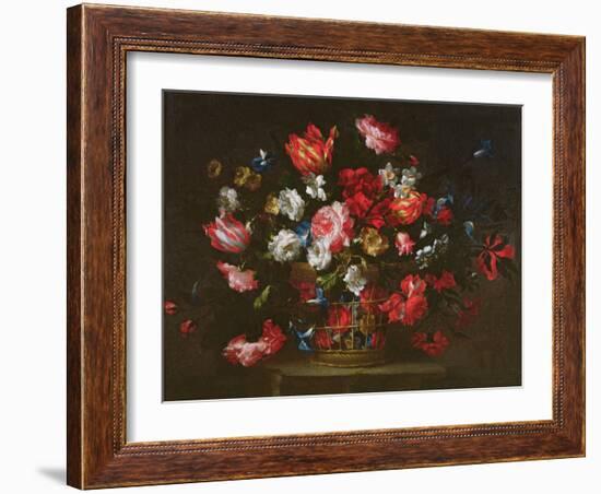 Still Life of Flowers in a Basket-Juan de Arellano-Framed Giclee Print