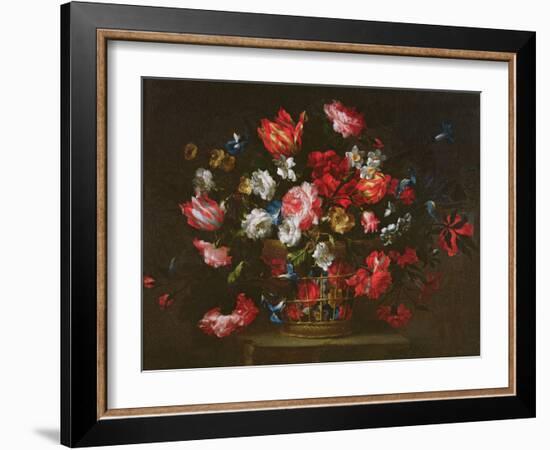 Still Life of Flowers in a Basket-Juan de Arellano-Framed Giclee Print