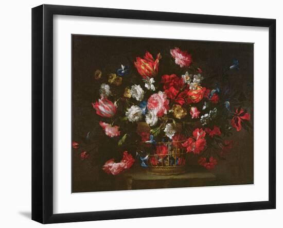 Still Life of Flowers in a Basket-Juan de Arellano-Framed Giclee Print