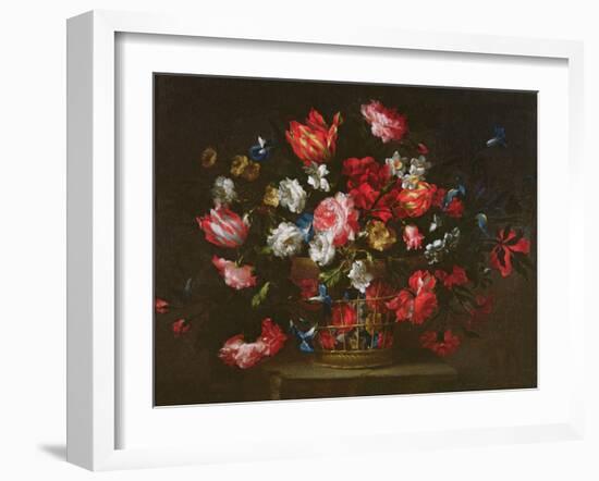 Still Life of Flowers in a Basket-Juan de Arellano-Framed Giclee Print