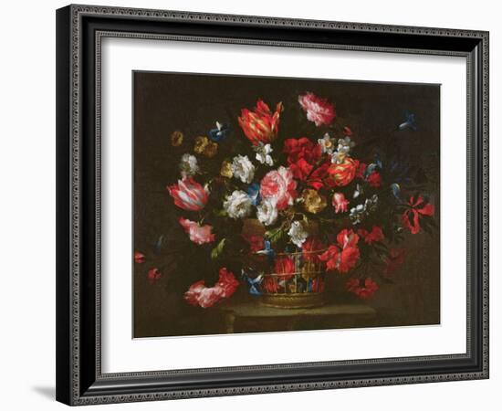 Still Life of Flowers in a Basket-Juan de Arellano-Framed Giclee Print