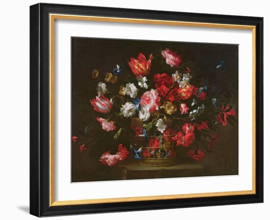 Still Life of Flowers in a Basket-Juan de Arellano-Framed Giclee Print