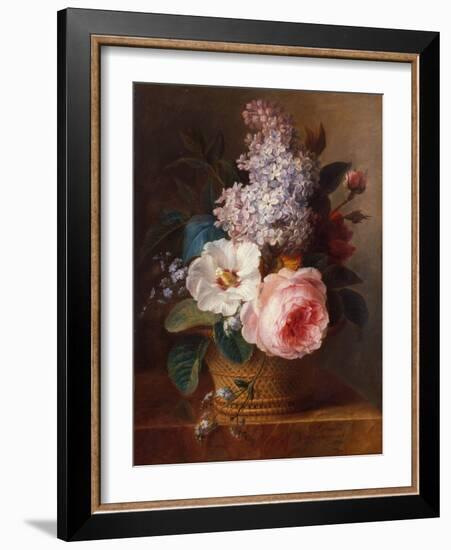 Still Life of Flowers in a Basket-Cornelis van Spaendonck-Framed Giclee Print