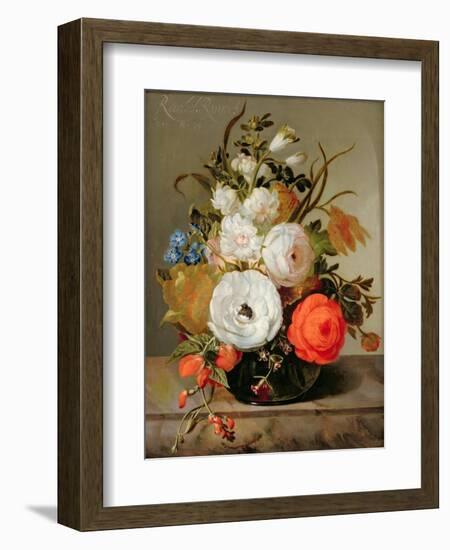 Still Life of Flowers in a Glass Vase, 1742-Rachel Ruysch-Framed Giclee Print