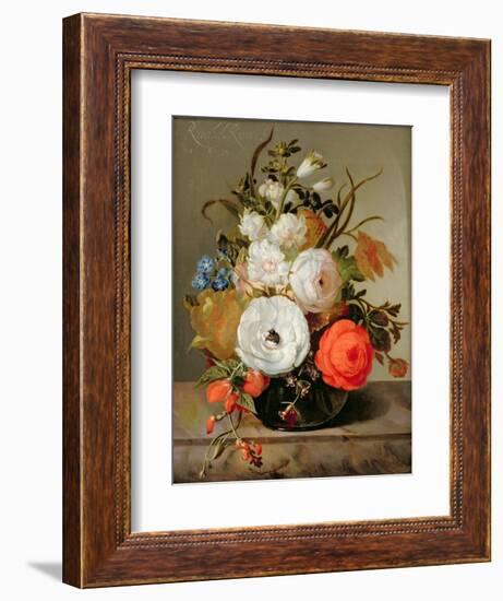 Still Life of Flowers in a Glass Vase, 1742-Rachel Ruysch-Framed Giclee Print