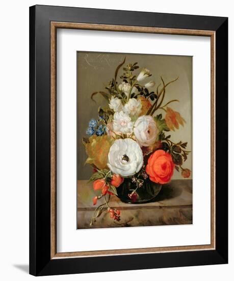 Still Life of Flowers in a Glass Vase, 1742-Rachel Ruysch-Framed Giclee Print