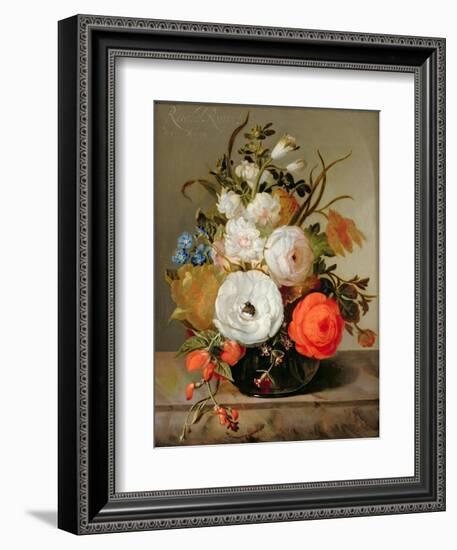 Still Life of Flowers in a Glass Vase, 1742-Rachel Ruysch-Framed Giclee Print