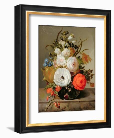 Still Life of Flowers in a Glass Vase, 1742-Rachel Ruysch-Framed Giclee Print