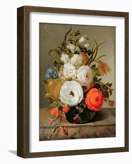 Still Life of Flowers in a Glass Vase, 1742-Rachel Ruysch-Framed Giclee Print