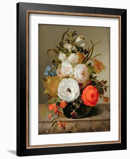 Still Life of Flowers in a Glass Vase, 1742-Rachel Ruysch-Framed Giclee Print