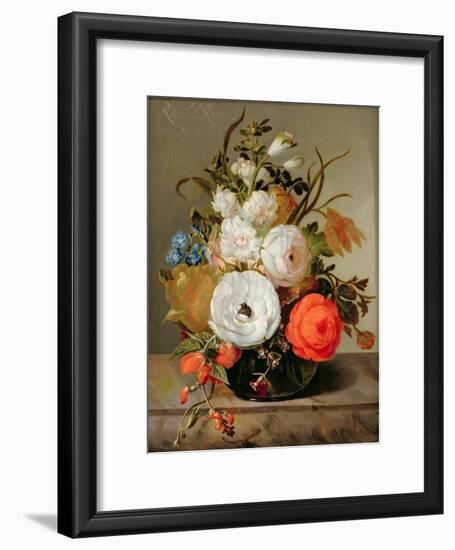 Still Life of Flowers in a Glass Vase, 1742-Rachel Ruysch-Framed Giclee Print