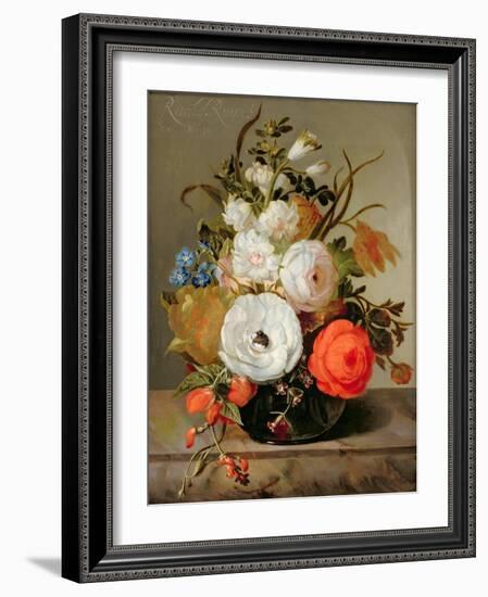 Still Life of Flowers in a Glass Vase, 1742-Rachel Ruysch-Framed Giclee Print