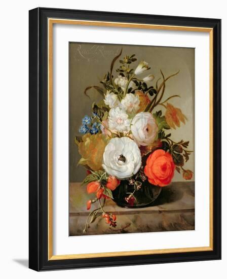 Still Life of Flowers in a Glass Vase, 1742-Rachel Ruysch-Framed Giclee Print