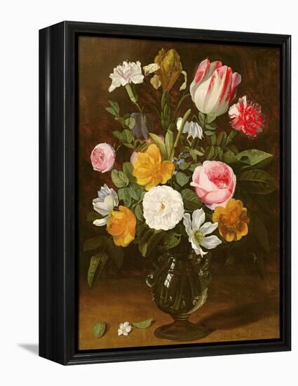 Still Life of Flowers in a Glass Vase (Panel)-Jan Philip Van Thielen-Framed Premier Image Canvas