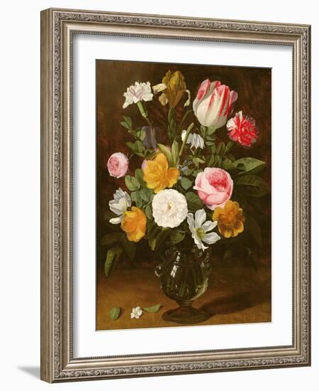 Still Life of Flowers in a Glass Vase (Panel)-Jan Philip Van Thielen-Framed Giclee Print