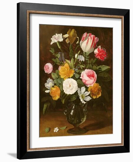 Still Life of Flowers in a Glass Vase (Panel)-Jan Philip Van Thielen-Framed Giclee Print
