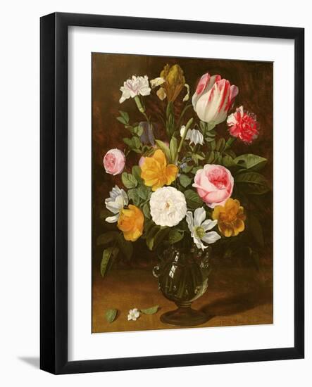 Still Life of Flowers in a Glass Vase (Panel)-Jan Philip Van Thielen-Framed Giclee Print