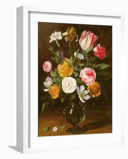 Still Life of Flowers in a Glass Vase (Panel)-Jan Philip Van Thielen-Framed Giclee Print