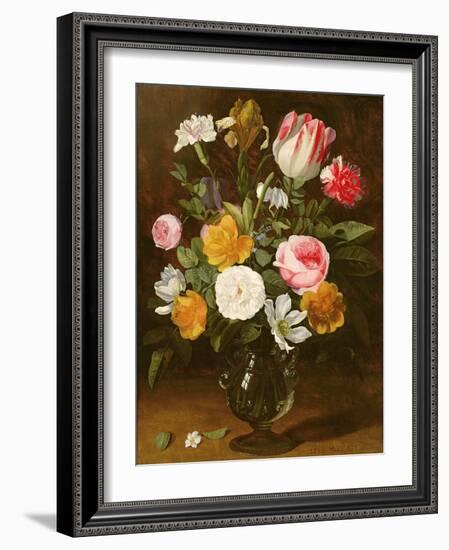 Still Life of Flowers in a Glass Vase (Panel)-Jan Philip Van Thielen-Framed Giclee Print