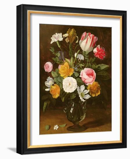 Still Life of Flowers in a Glass Vase (Panel)-Jan Philip Van Thielen-Framed Giclee Print