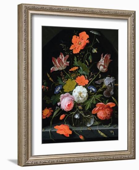 Still Life of Flowers in a Glass Vase-Abraham Mignon-Framed Giclee Print