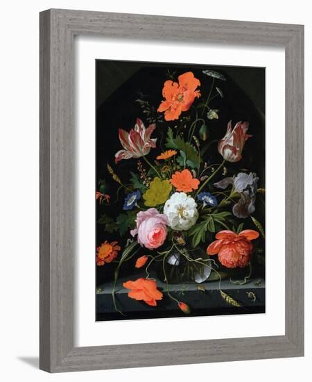 Still Life of Flowers in a Glass Vase-Abraham Mignon-Framed Giclee Print