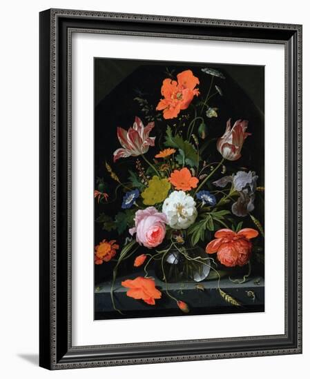 Still Life of Flowers in a Glass Vase-Abraham Mignon-Framed Giclee Print