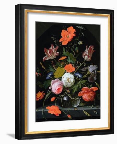 Still Life of Flowers in a Glass Vase-Abraham Mignon-Framed Giclee Print