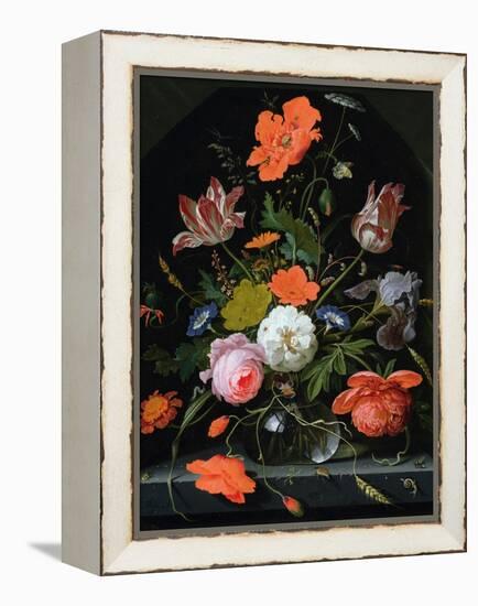 Still Life of Flowers in a Glass Vase-Abraham Mignon-Framed Premier Image Canvas